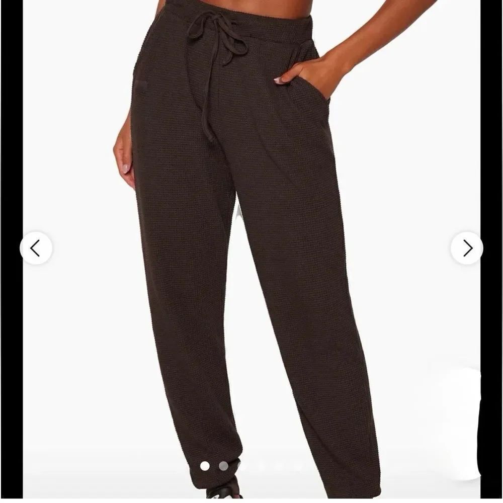 Set Active Brown Waffle Knit Joggers Pants Women’s XS